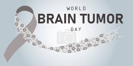 Brain Tumor Day. Horizontal illustration of ribbon with flowers