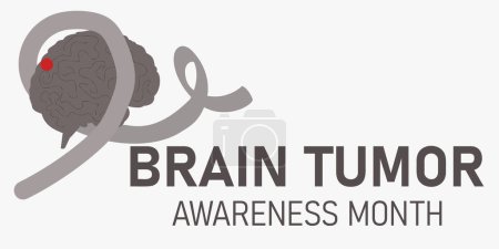 Brain Tumor awareness month banner. Ribbon for supporting people illness. 