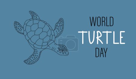 Bannière Journée mondiale de la tortue. Illustration vectorielle en plan.