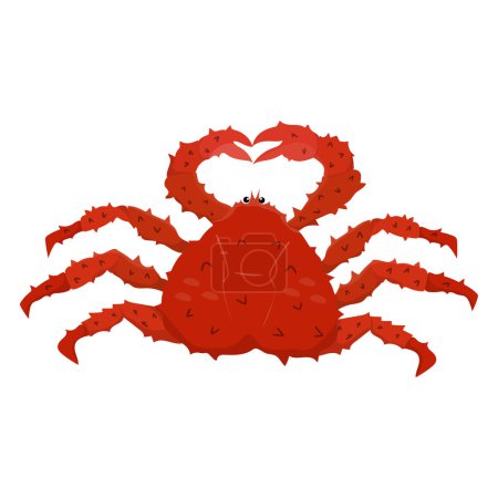 King crab cartoon isolated on a white background. Hand drawn vector illustration of Sea animal. 