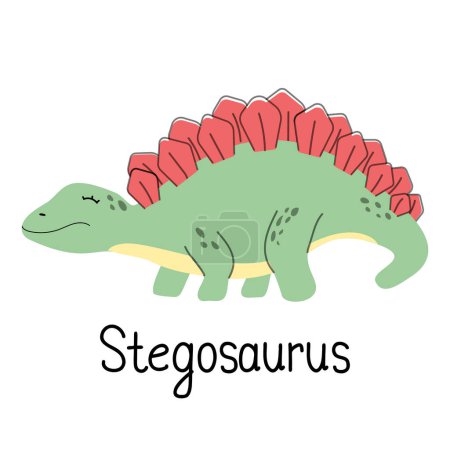Cartoon cute dino of Jurassic, vector kids toy lizard. Stegosaurus dinosaur, prehistoric reptile and funny paleontology extinct animal