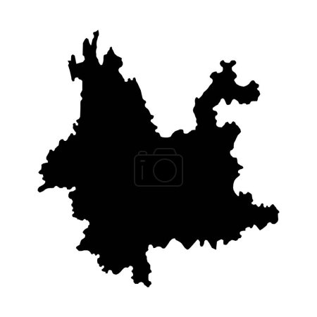 Téléchargez les illustrations : Carte de la province du Yunnan, divisions administratives de la Chine. Illustration vectorielle. - en licence libre de droit