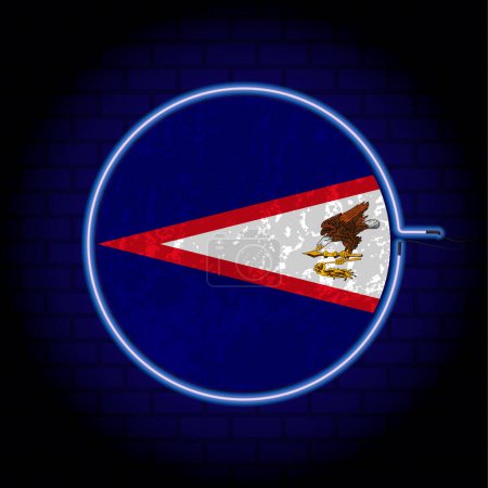 Ilustración de Bandera grunge de neón Samoa Americana en fondo de pared. Ilustración vectorial. - Imagen libre de derechos