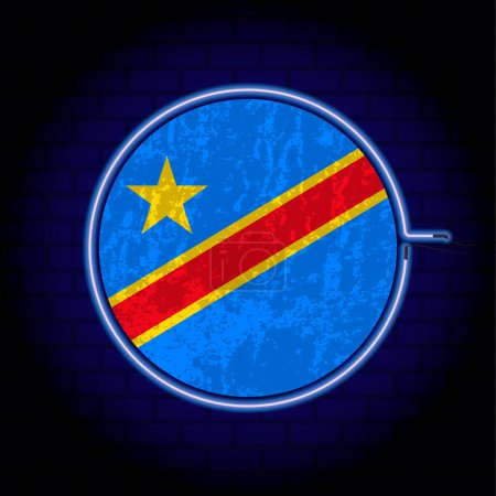 Ilustración de República Congo bandera de neón grunge en el fondo de la pared. Ilustración vectorial. - Imagen libre de derechos