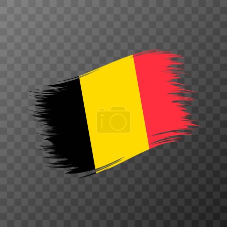 Illustration for Belgium national flag. Grunge brush stroke. Vector illustration on transparent background. - Royalty Free Image