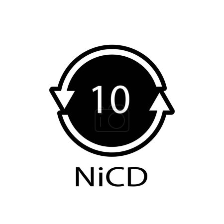 Téléchargez les illustrations : Recyclage des piles code 10 NiCD. Illustration vectorielle - en licence libre de droit