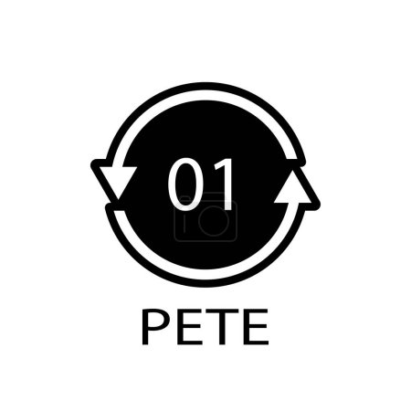 Illustration for PETE 01 recycling code symbol. Plastic recycling vector polyethylene sign. - Royalty Free Image