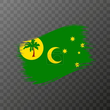 Ilustración de Bandera nacional de las Islas Cocos. Golpe de cepillo. Ilustración vectorial sobre fondo transparente. - Imagen libre de derechos