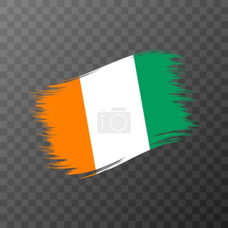 Nationalflagge der Elfenbeinküste. Grunge-Pinselstrich. Vektor-Illustration auf transparentem Hintergrund.
