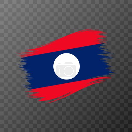 Laos national flag. Grunge brush stroke. Vector illustration on transparent background.