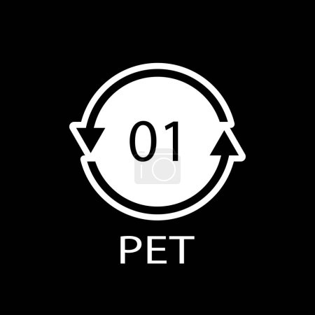 Illustration for PET 01 recycling code symbol. Plastic recycling vector polyethylene sign. - Royalty Free Image