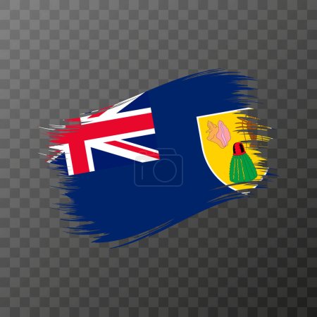 Turks and Caicos Islands national flag. Grunge brush stroke. Vector illustration on transparent background.