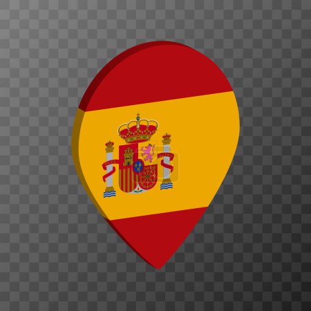 Illustration for Map pointer with Spain flag. Vector illustration. - Royalty Free Image