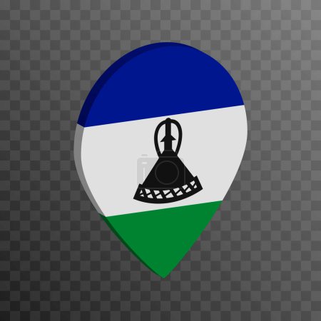 Téléchargez les illustrations : Map pointer with Lesotho flag. Vector illustration. - en licence libre de droit