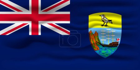 Téléchargez les illustrations : Waving flag of the country Saint Helena, Ascension and Tristan da Cunha. Vector illustration. - en licence libre de droit