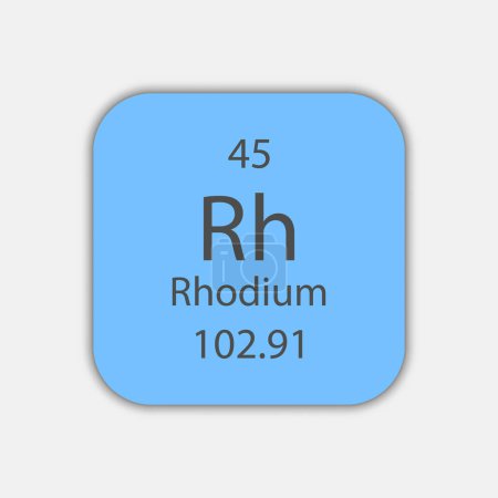 Téléchargez les illustrations : Symbole de rhodium. Élément chimique du tableau périodique. Illustration vectorielle. - en licence libre de droit