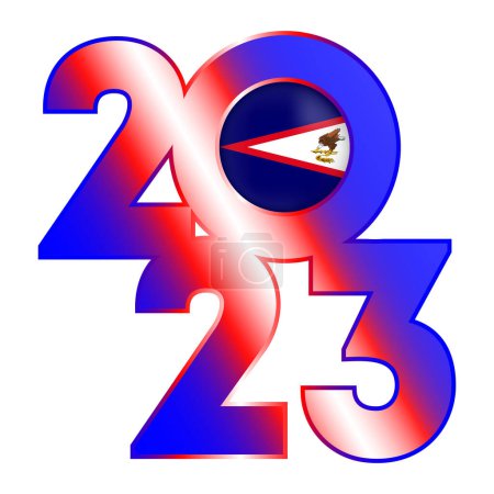 Ilustración de Feliz Año Nuevo 2023 bandera con bandera de Samoa Americana en el interior. Ilustración vectorial. - Imagen libre de derechos