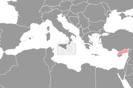 Ilustración de Cilician Sea en el mapa del mundo. Ilustración vectorial. - Imagen libre de derechos