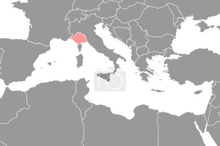 Ilustración de Mar de Liguria en el mapa del mundo. Ilustración vectorial. - Imagen libre de derechos