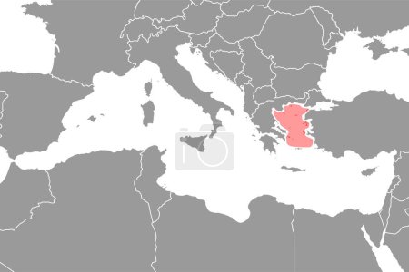 Ilustración de Mar Egeo en el mapa del mundo. Ilustración vectorial. - Imagen libre de derechos