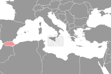 Ilustración de Mar de Alborán en el mapa del mundo. Ilustración vectorial. - Imagen libre de derechos