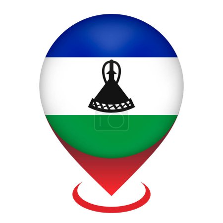 Téléchargez les illustrations : Pointeur de carte avec contry Lesotho. Drapeau du Lesotho. Illustration vectorielle. - en licence libre de droit