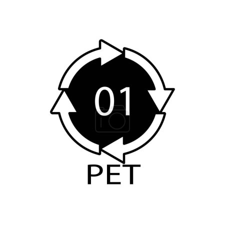 Illustration for PET 01 recycling code symbol. Plastic recycling vector polyethylene sign. - Royalty Free Image