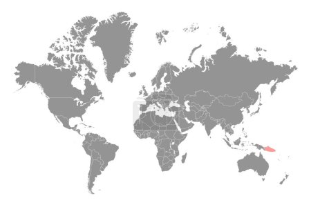 Ilustración de Mar de Salomón en el mapa del mundo. Ilustración vectorial. - Imagen libre de derechos
