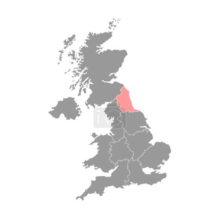 Ilustración de Northeast England, Reino Unido mapa de la región. Ilustración vectorial. - Imagen libre de derechos