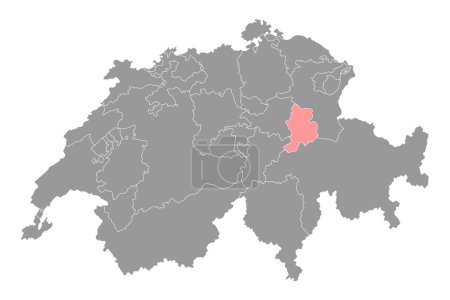 Illustration for Glarus map, Cantons of Switzerland. Vector illustration. - Royalty Free Image