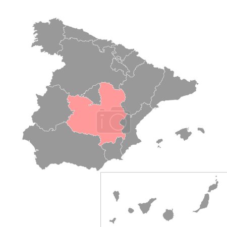Téléchargez les illustrations : Carte Castille-la-Manche, Espagne. Illustration vectorielle. - en licence libre de droit