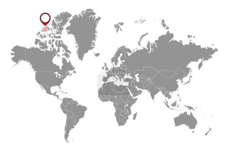 Ilustración de Prince Gustaf Adolf Sea en el mapa del mundo. Ilustración vectorial. - Imagen libre de derechos