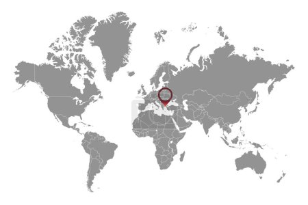 Ilustración de Mar Tracio en el mapa del mundo. Ilustración vectorial. - Imagen libre de derechos