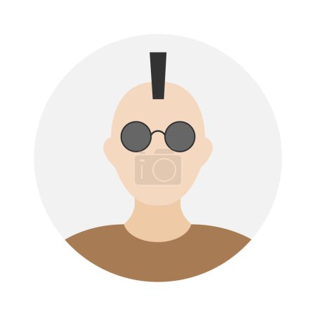 Illustration for Empty face icon avatar with Iroquois and sunglasses. Vector illustration. - Royalty Free Image