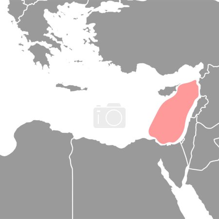 Ilustración de Mar Levantino en el mapa del mundo. Ilustración vectorial. - Imagen libre de derechos