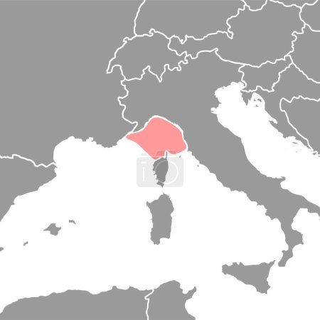 Ilustración de Mar de Liguria en el mapa del mundo. Ilustración vectorial. - Imagen libre de derechos