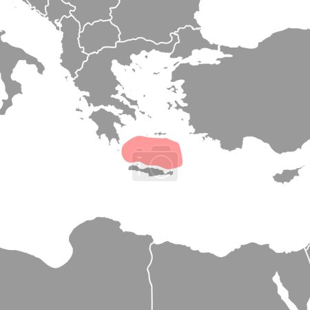 Ilustración de Mar de Creta en el mapa del mundo. Ilustración vectorial. - Imagen libre de derechos