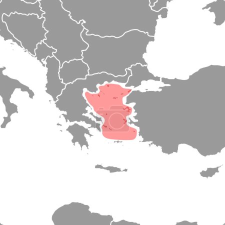 Ilustración de Mar Egeo en el mapa del mundo. Ilustración vectorial. - Imagen libre de derechos
