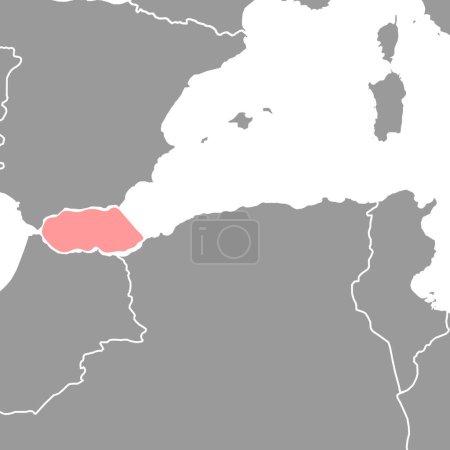 Ilustración de Mar de Alborán en el mapa del mundo. Ilustración vectorial. - Imagen libre de derechos