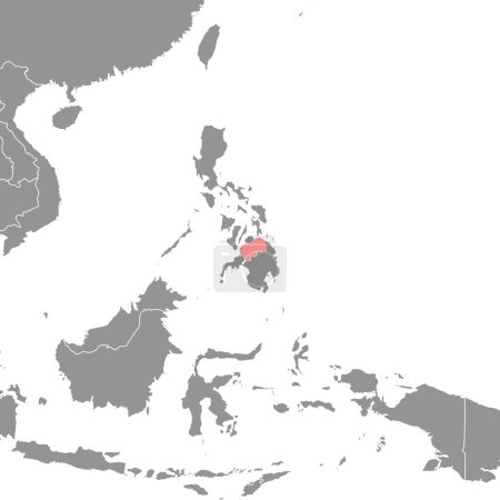 Ilustración de Bohol Sea en el mapa del mundo. Ilustración vectorial. - Imagen libre de derechos
