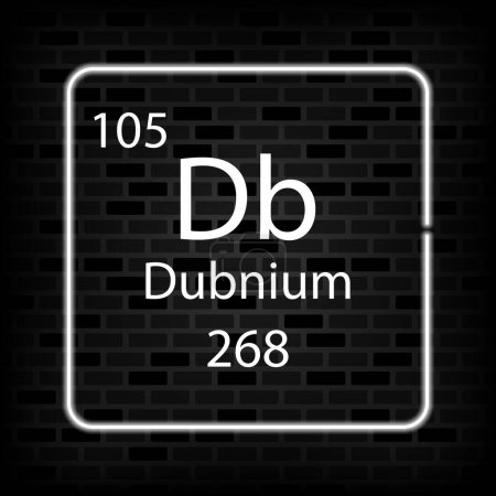 Ilustración de Dubnium símbolo de neón. Elemento químico de la tabla periódica. Ilustración vectorial. - Imagen libre de derechos