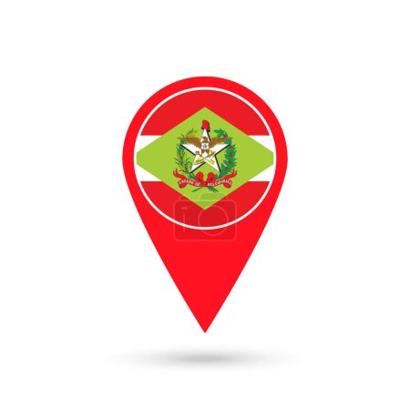 Illustration for Map pointer with state Santa Catarina. Vector illustration. - Royalty Free Image