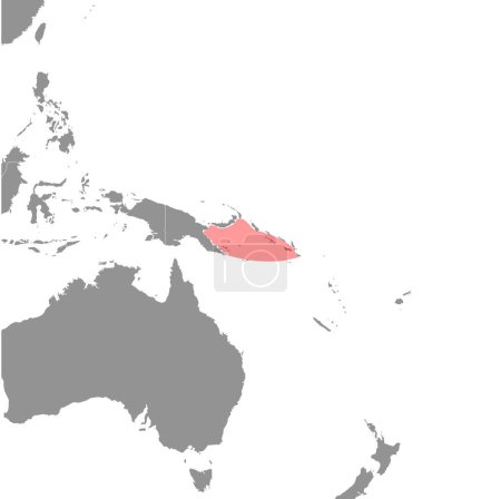 Ilustración de Mar de Salomón en el mapa del mundo. Ilustración vectorial. - Imagen libre de derechos