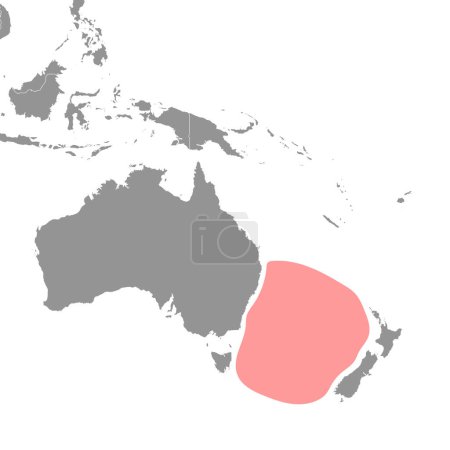 Ilustración de Mar de Tasmania en el mapa del mundo. Ilustración vectorial. - Imagen libre de derechos
