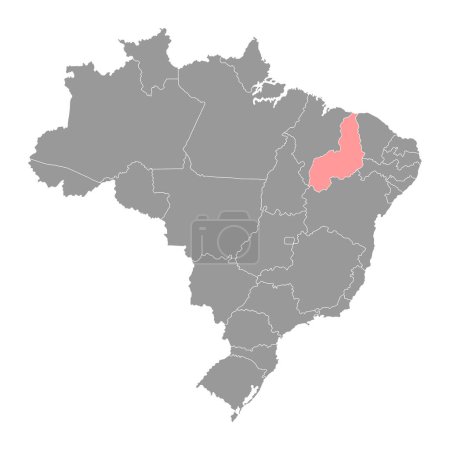 Ilustración de Mapa de Piaui, estado de Brasil. Ilustración vectorial. - Imagen libre de derechos