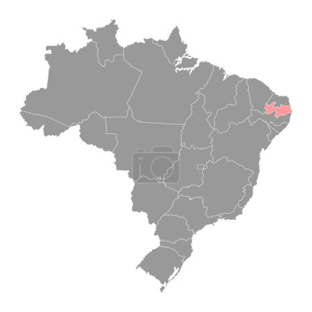 Ilustración de Mapa de Paraíba, estado de Brasil. Ilustración vectorial. - Imagen libre de derechos