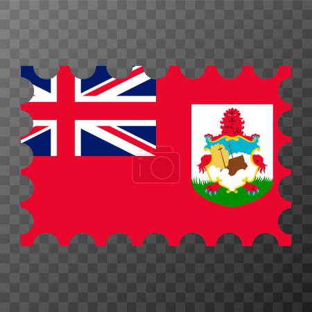 Illustration for Postage stamp with Bermuda flag. Vector illustration. - Royalty Free Image