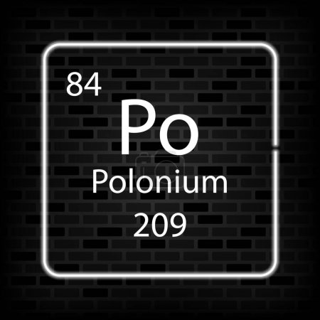 Illustration for Polonium neon symbol. Chemical element of the periodic table. Vector illustration. - Royalty Free Image