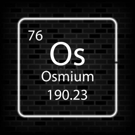 Téléchargez les illustrations : Symbole néon d'Osmium. Élément chimique du tableau périodique. Illustration vectorielle. - en licence libre de droit