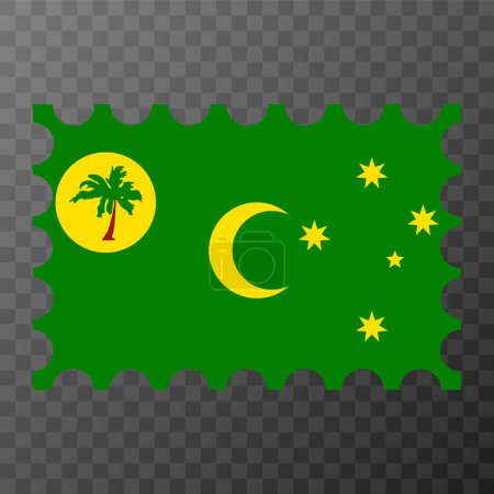 Ilustración de Sello postal con bandera de las Islas Cocos. Ilustración vectorial. - Imagen libre de derechos